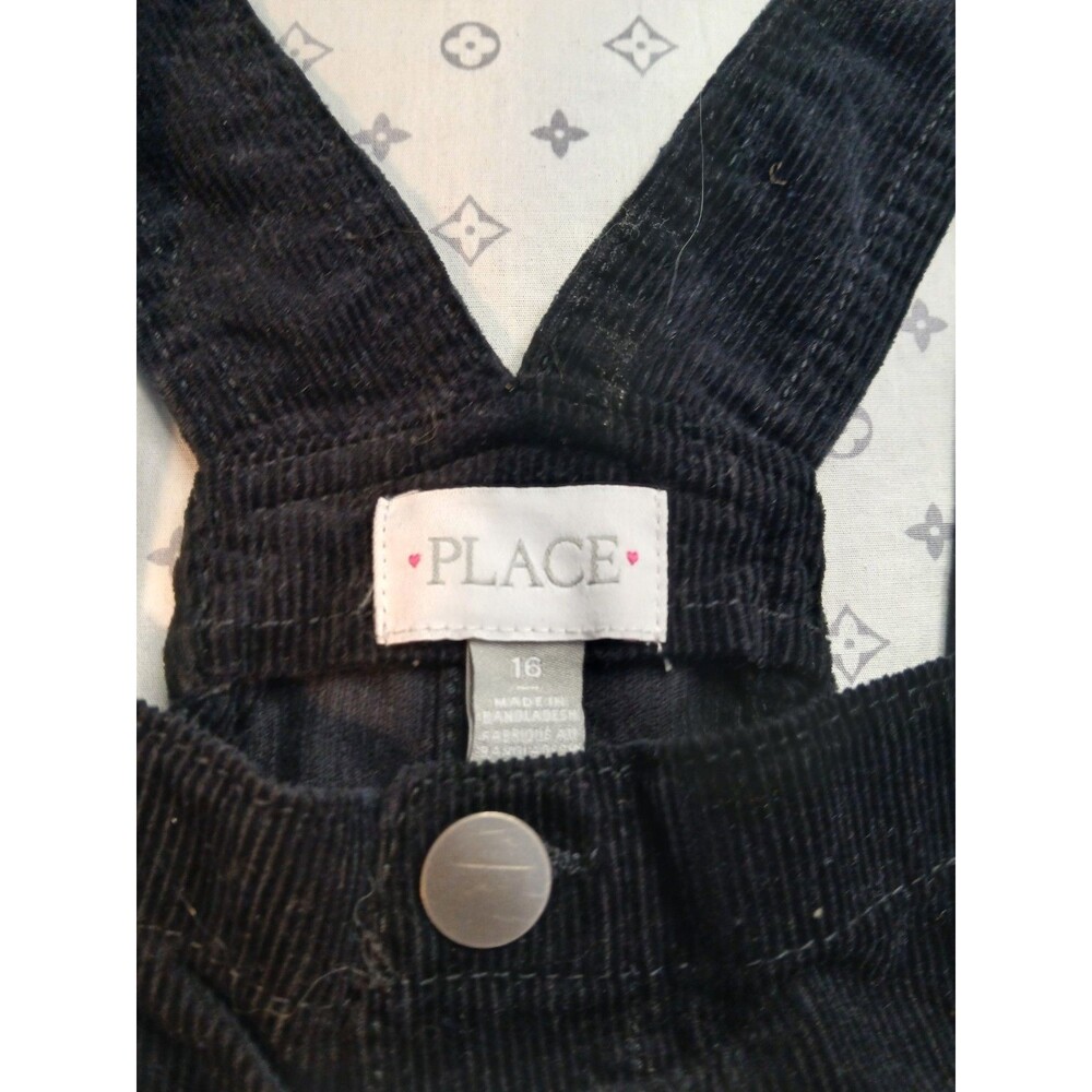 Place Black Corduroy Jumper Size 16 Fall Button-Down Womans Overalls - Picture 3 of 6